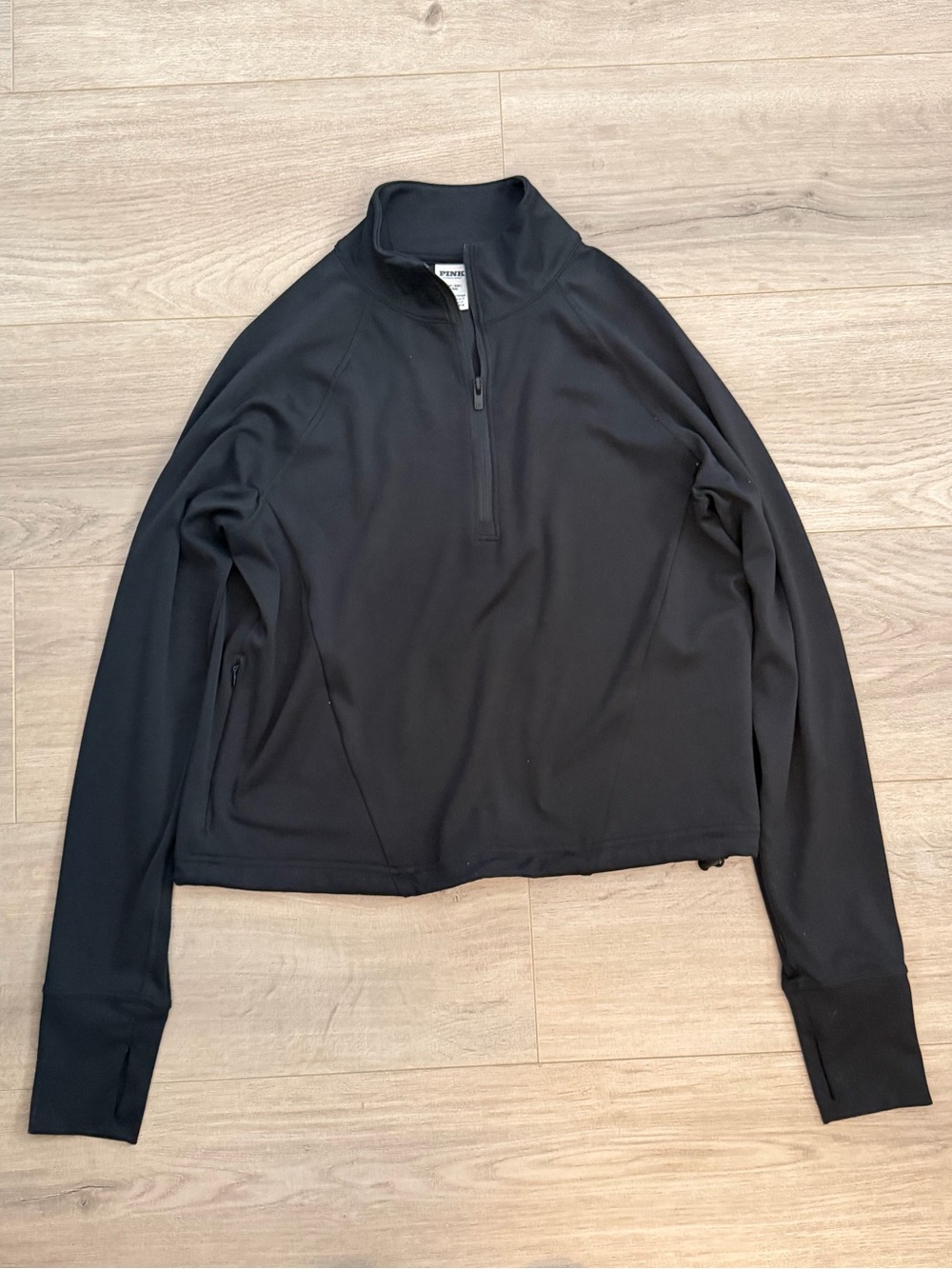 PINK VS Half-Zip Performance Black Pullover